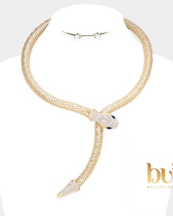 Crystal Embellished Snake Collar Necklace