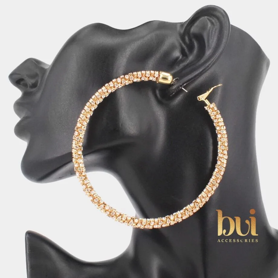 Kenny Oversized Rhinestone Embellished Hoop Earrings