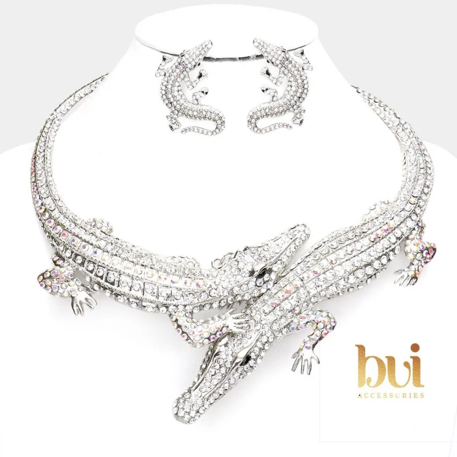 Double Alligator Evening Necklace
