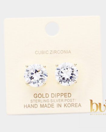 Dipped 12mm Cubic Zirconia Round Stud Earrings