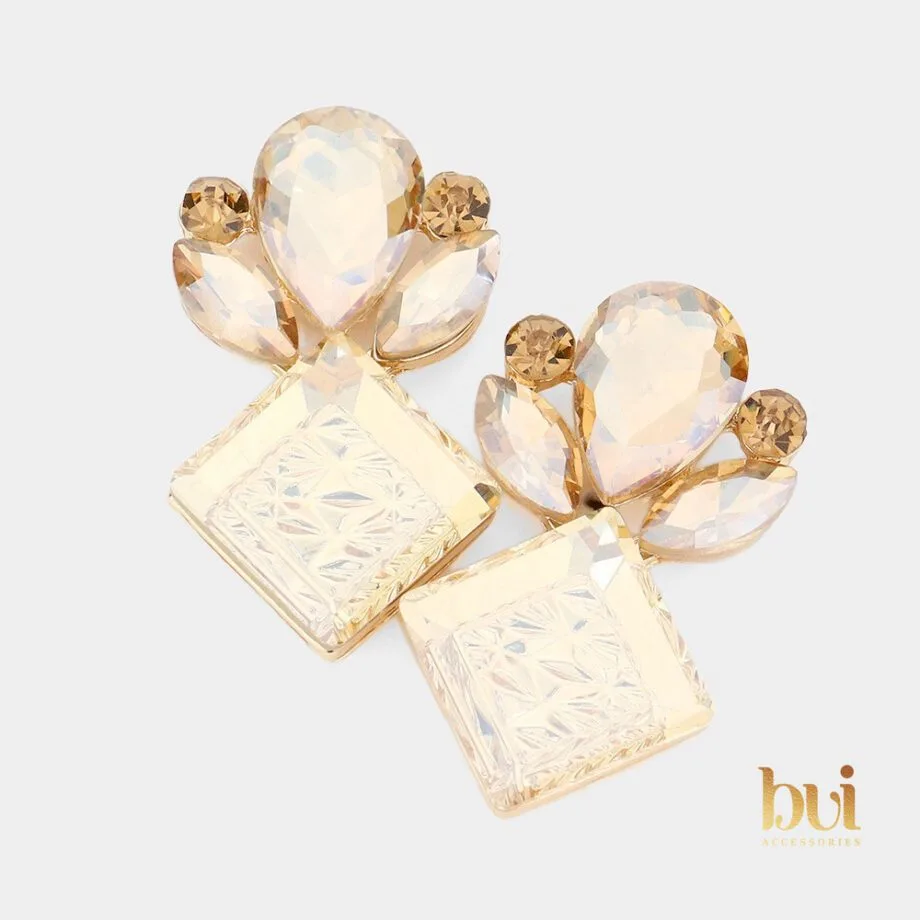 Floral Multi Stone Evening Earrings