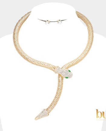 Crystal Embellished Snake Collar Necklace
