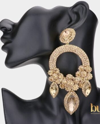 Oversized Marquise Triple Flower Chandelier Evening Earring