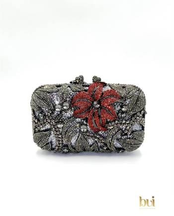 RED ROSE RHINESTONE CLUTCH