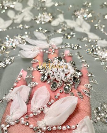 Toyosi Pearly 3D Jewelled Crystal Tulle