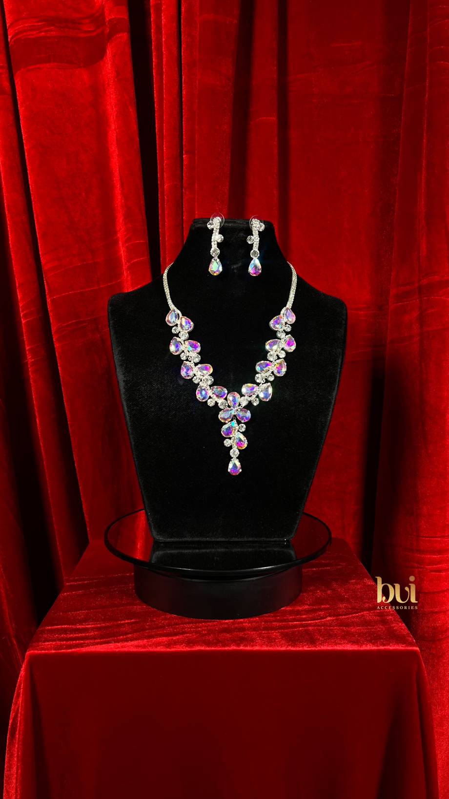 Teardrop Stone Cluster Vine Evening Necklace