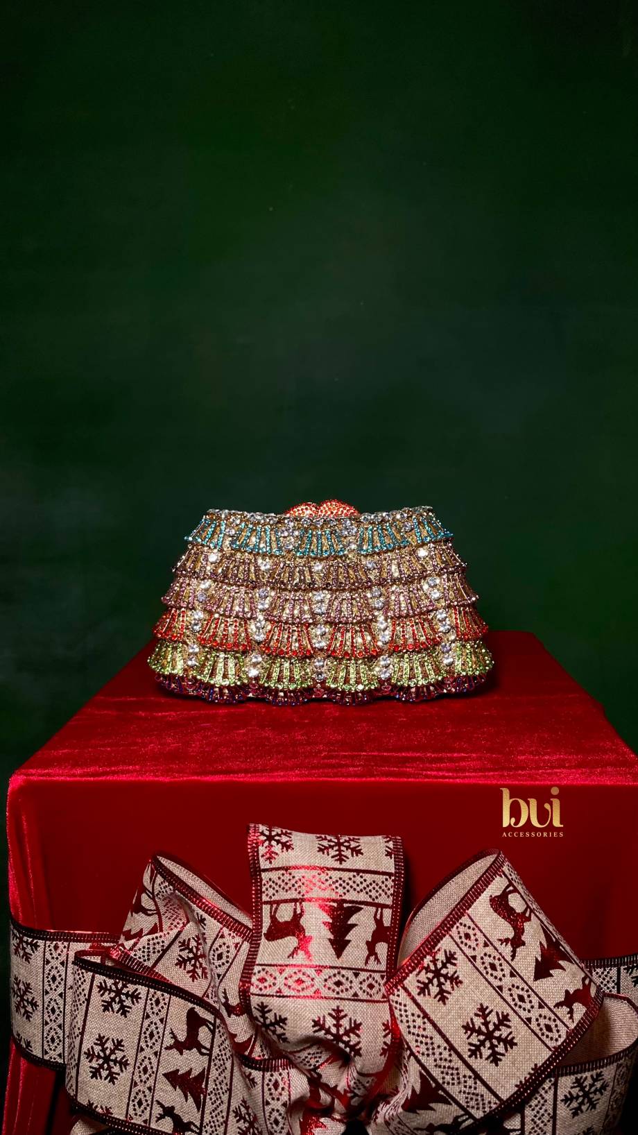 Bisola Rainbow Rhinestone Clutch