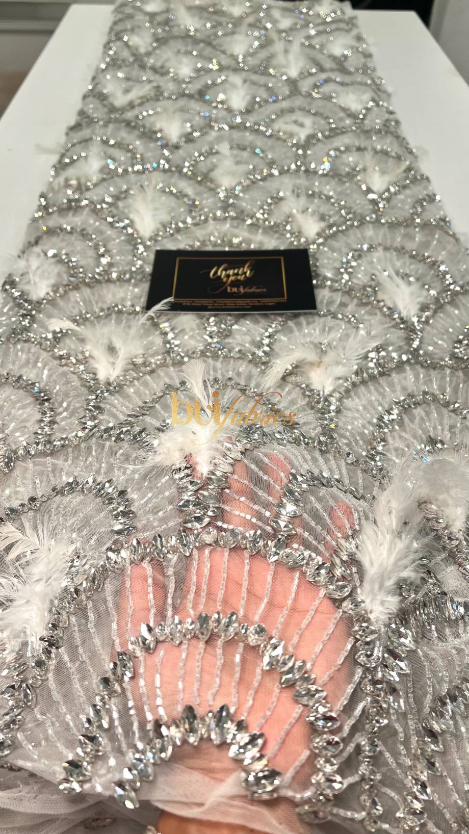 Achalogue Jewelled Feather Tulle