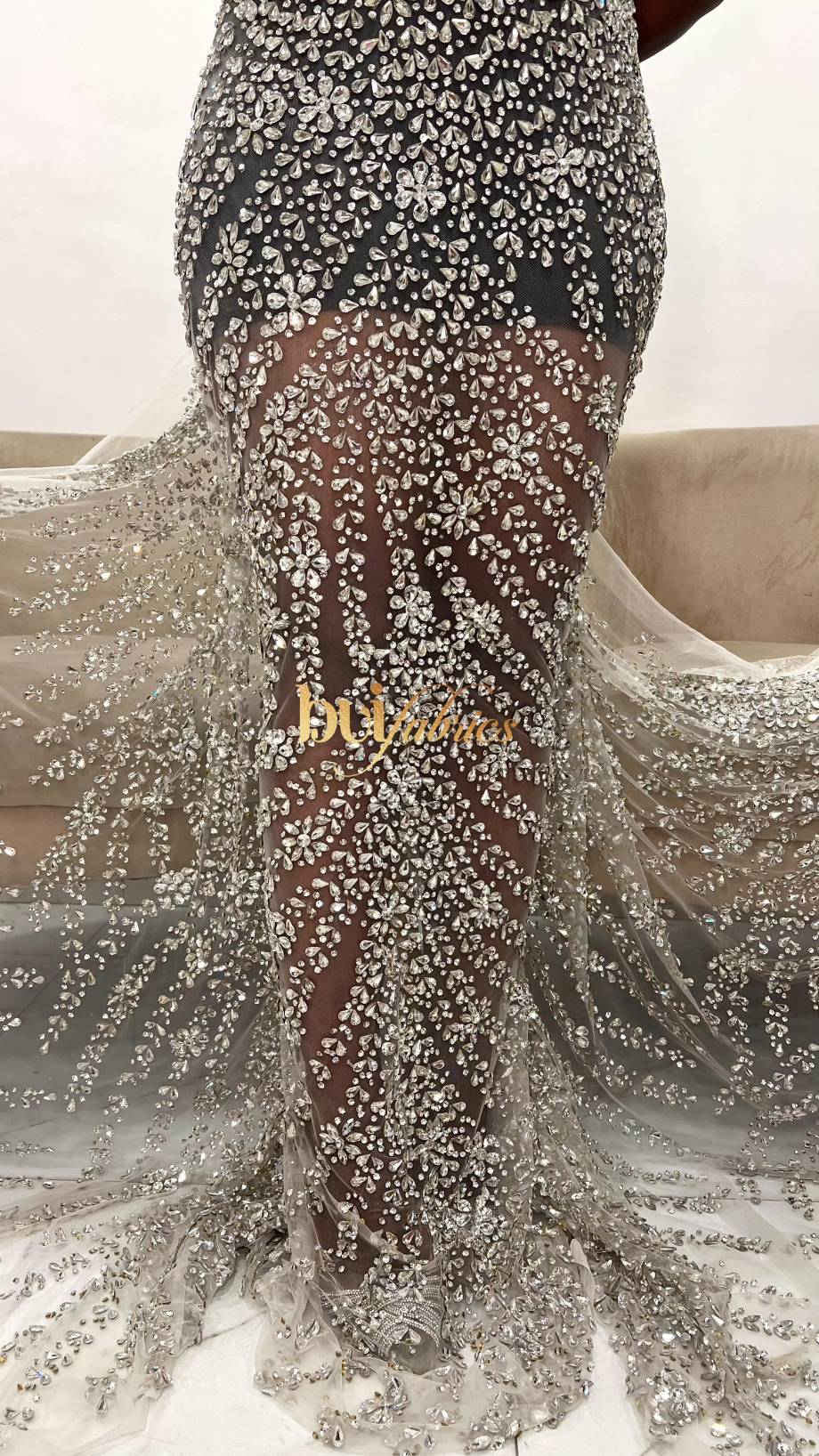 Omalicha Crystal Beaded Tulle