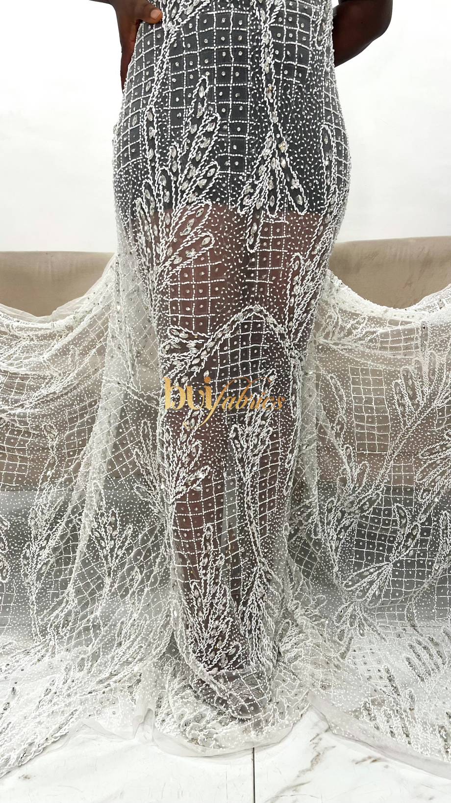 Oyidia Pearled Beaded Tulle