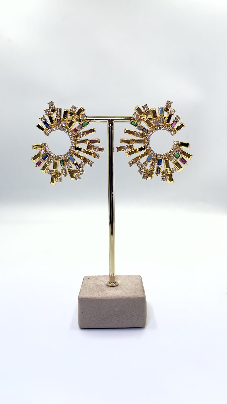 The Gold Crystal Dome Drop Earrings (Copy)