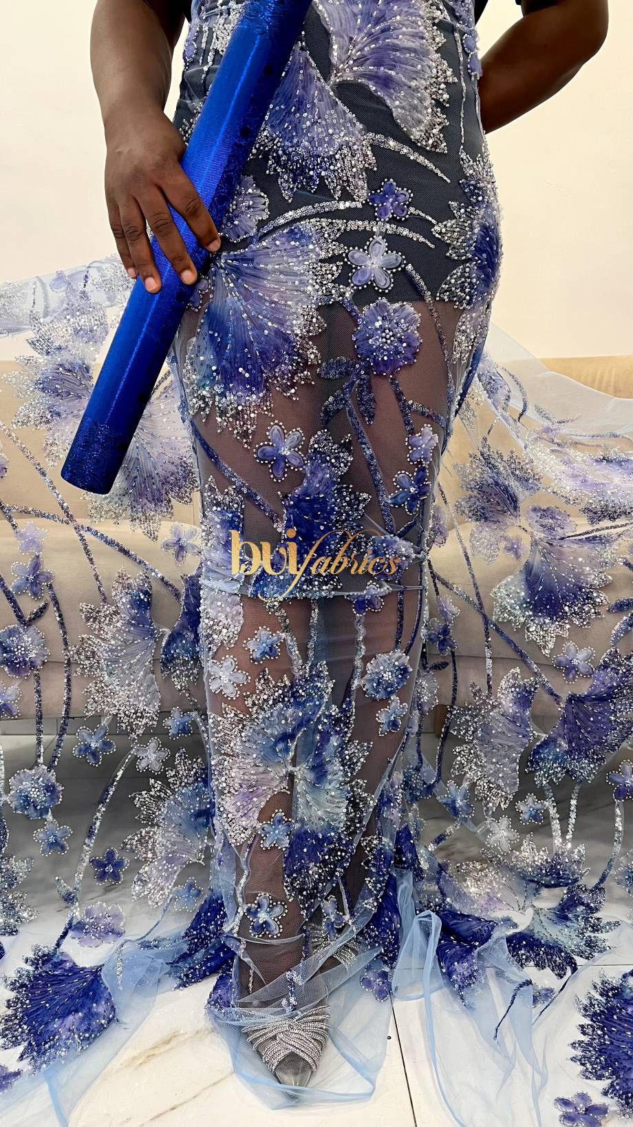 Simi Watercolour Beaded 3D Tulle