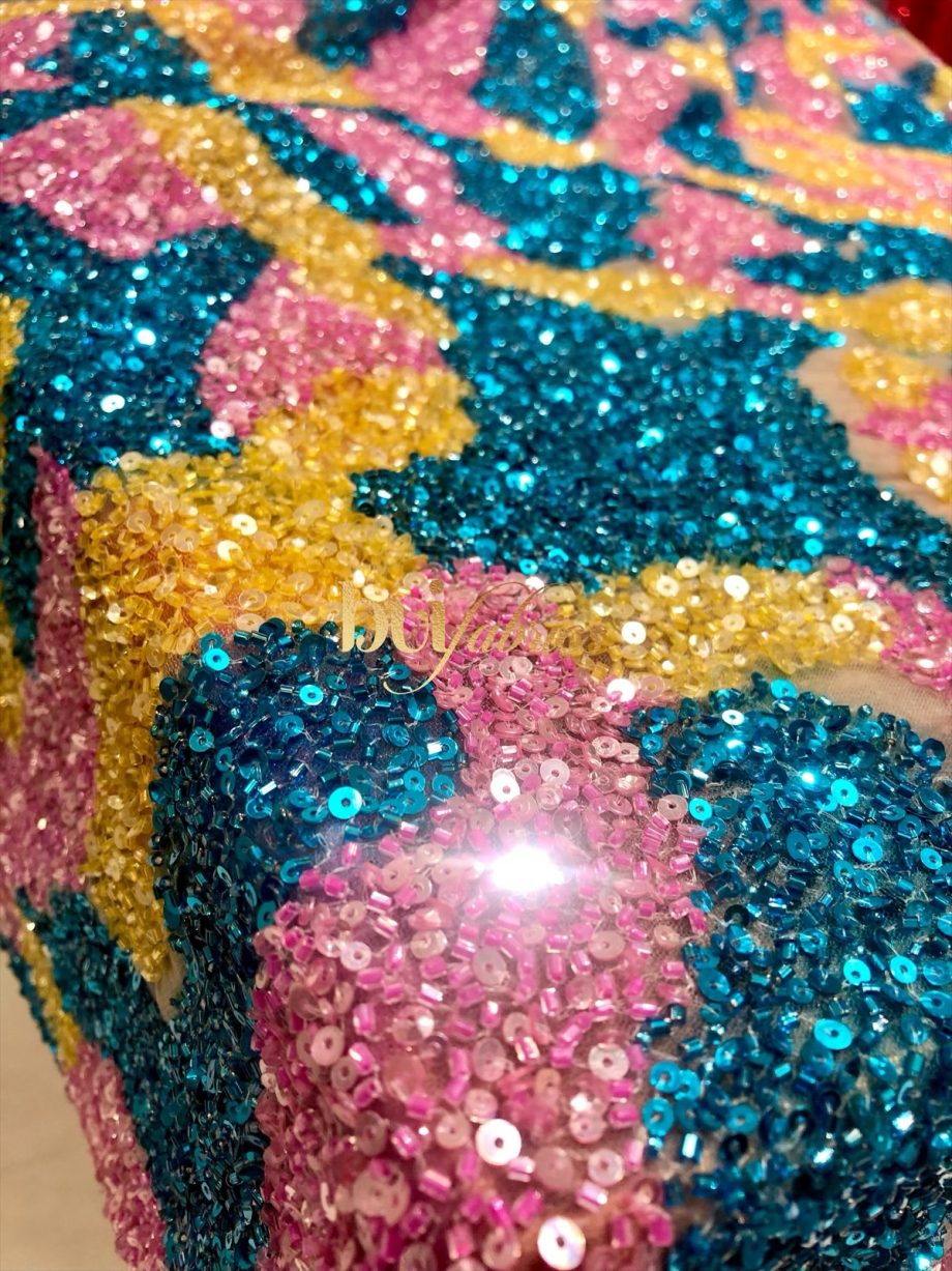 CANDY FLOSS HANDBEADED CRYSTAL TULLE