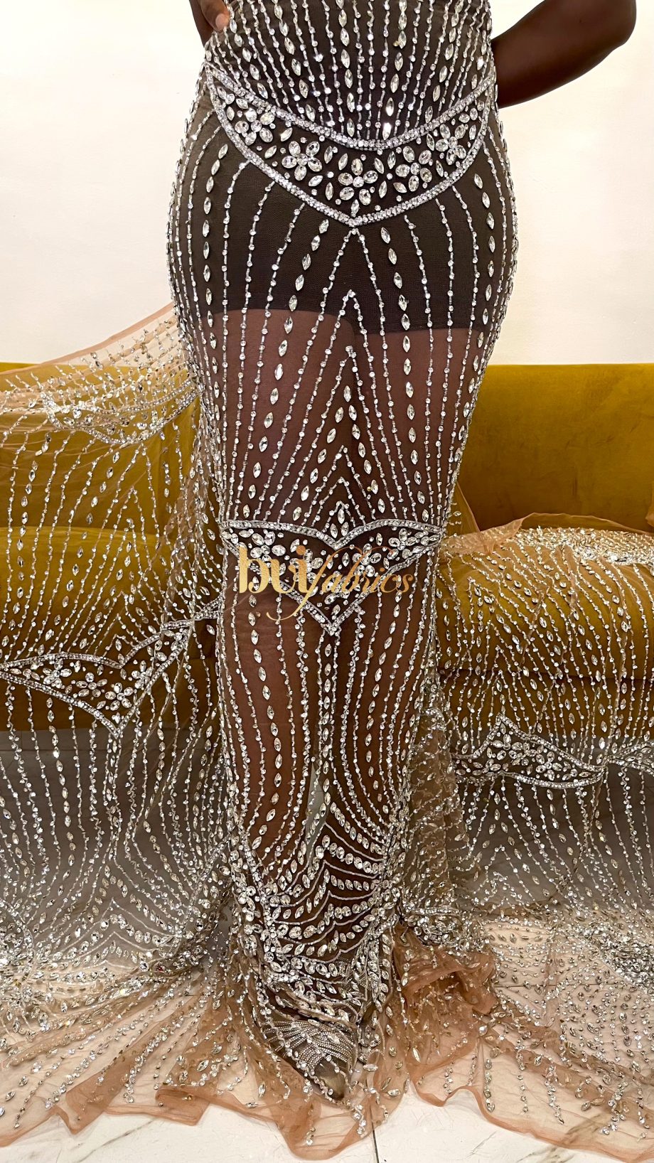 Emma Handbeaded Crystal Beaded Tulle