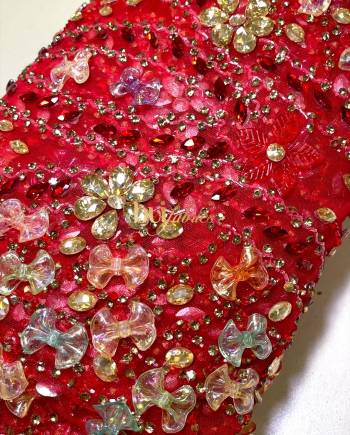 Ruby Woo 3D Jewelled Floral Tulle